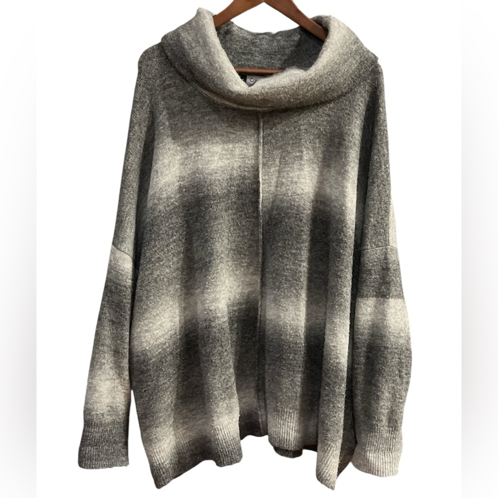 Calvin Klein Women’s Gray and White Cowl Neck long sleeve Sweater Sz 1X